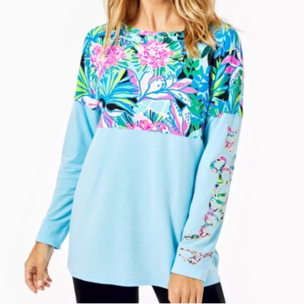 Lilly pulitzer finn top in onyx, you me and giraffee size small new with tags